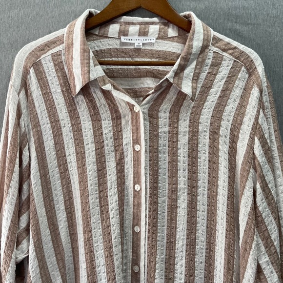 Jane + Delancey Button Front Shirt Women 3X Roll Tab Seersucker Coastal Preppy - Picture 9 of 9